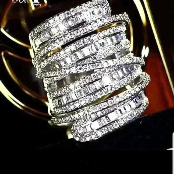 New 6.4 CT 925 Sterling Silver Diamond Ring - Picture 1 of 16